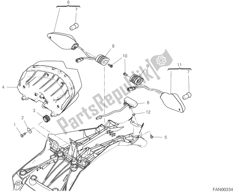Wszystkie części do ? Wiat? A Tylne Ducati Multistrada 1260 S ABS USA 2020